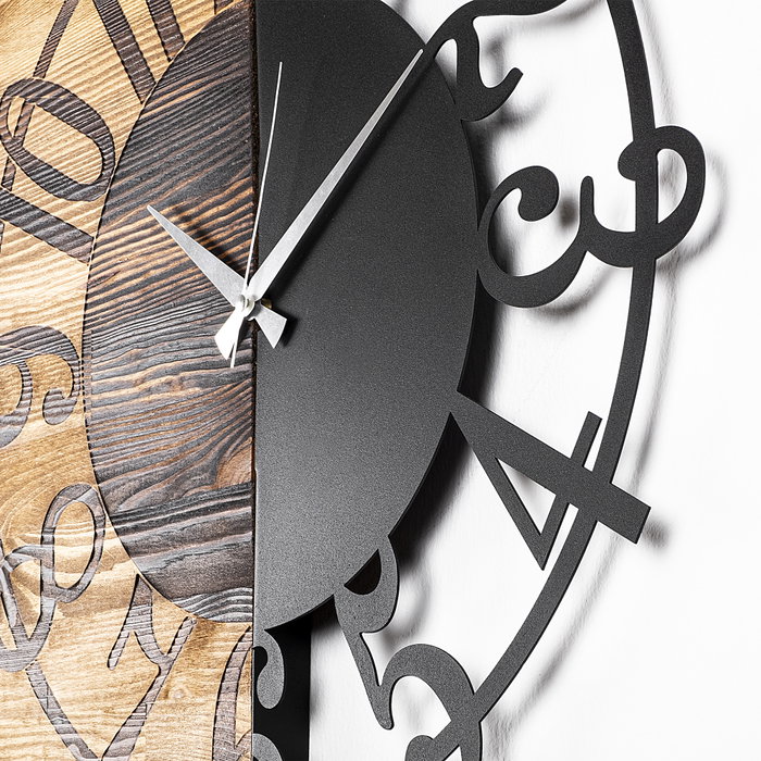 Wallity Reloj de pared decorativo de madera Nogal y Negro Wallity Reloj de pared decorativo de madera Nogal y Negro